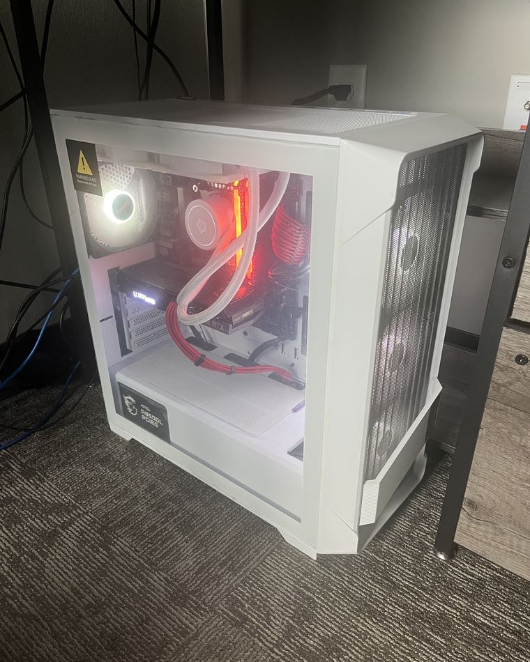 White custom gaming PC build