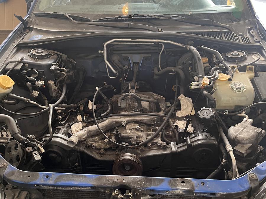Engine bay with the motor out